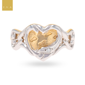 9ct Yellow & White Gold Footprint In The Sand Diamond Ring