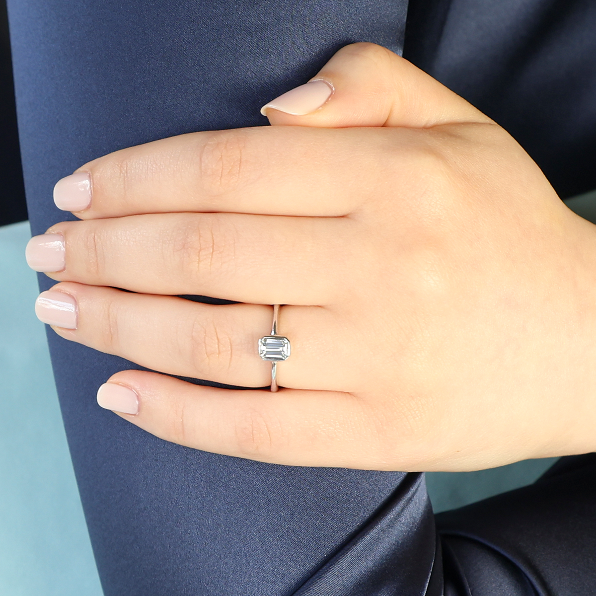 18ct White Gold Emerald Cut 0.60ct Diamond Solitaire Ring
