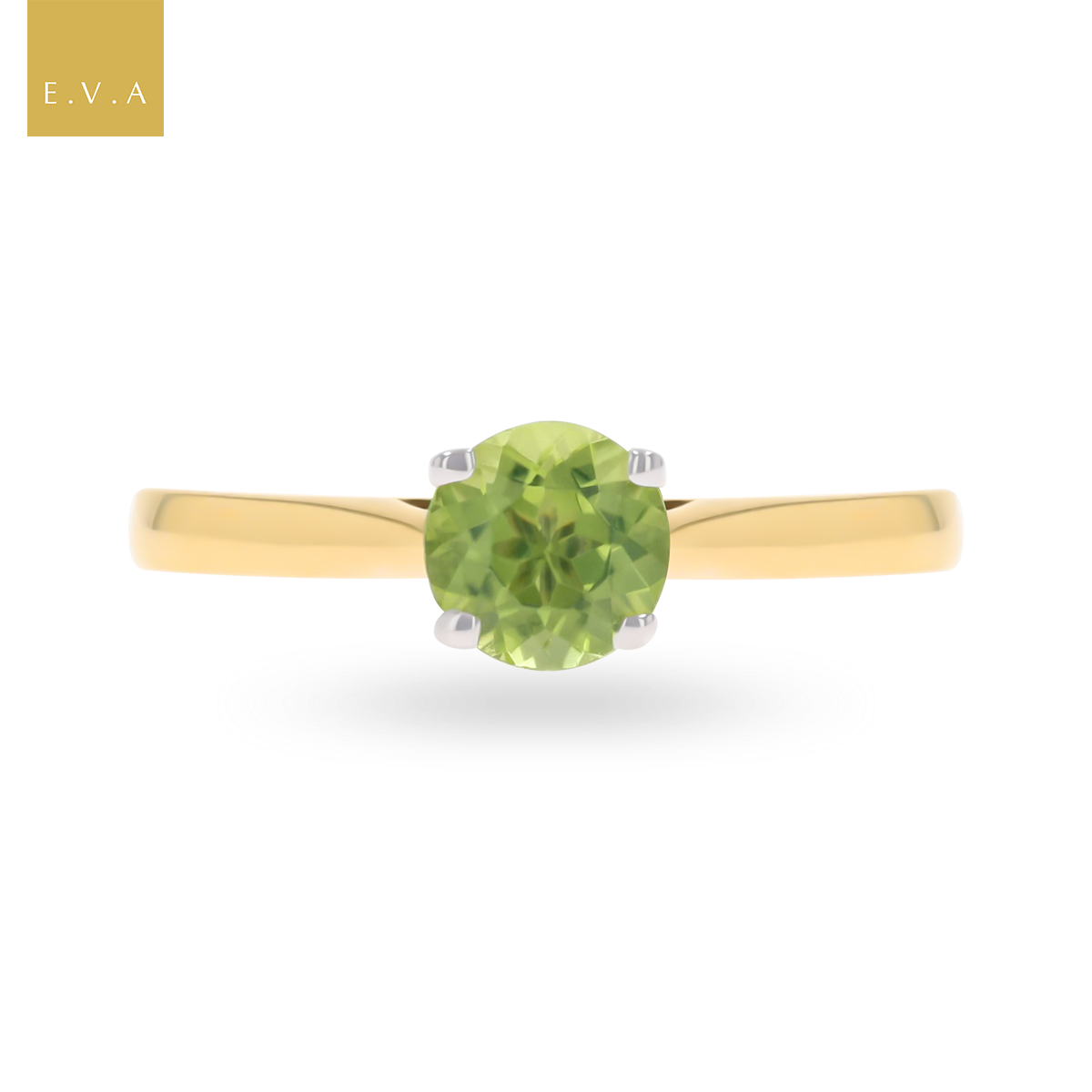 18ct Yellow Gold Round Cut Peridot Solitaire Ring