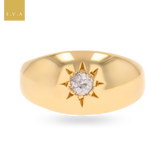 18ct Yellow Gold Old Mine Cut Diamond Star Set Edwardian Ring