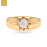 18ct Yellow Gold Old Cut Diamond Star Set Solitaire Ring