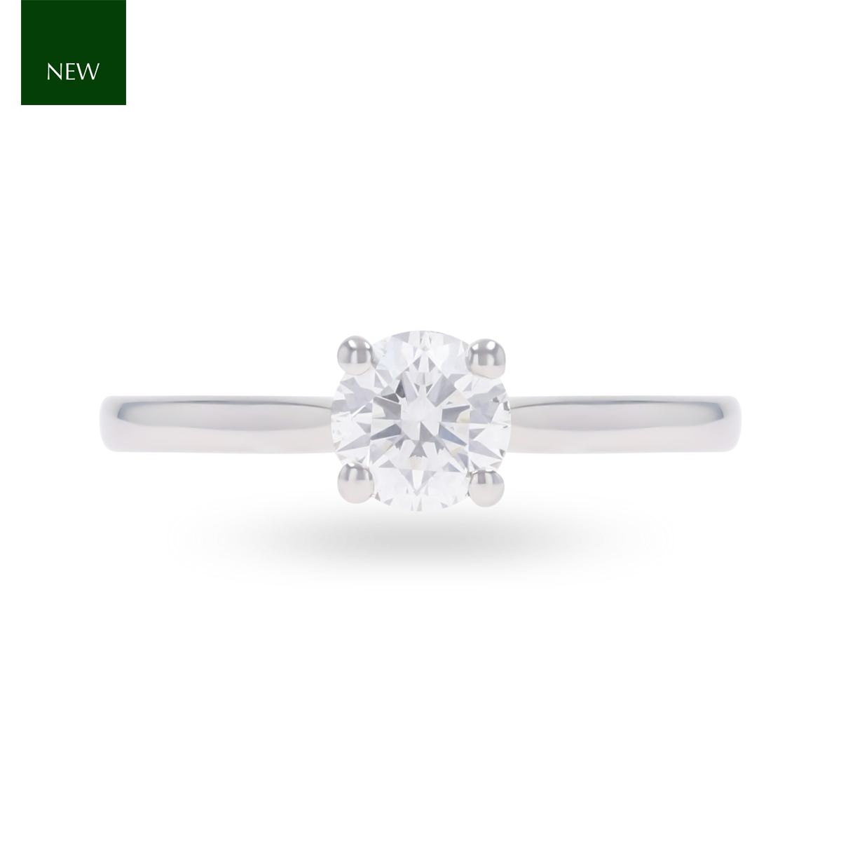 9ct White Gold 0.53ct Round Cut Lab Grown Diamond Solitaire Ring