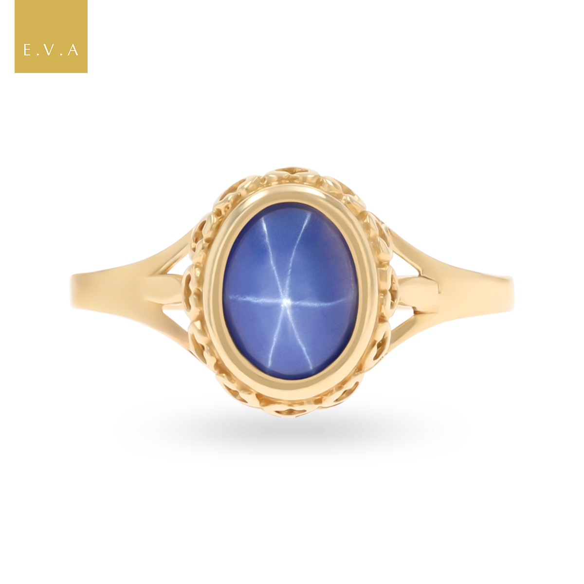 9ct Yellow Gold Synthetic Star Sapphire Ring