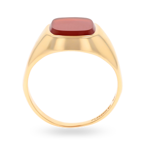 9ct Yellow Gold Cushion Shaped Carnelian Signet Ring