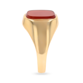 9ct Yellow Gold Cushion Shaped Carnelian Signet Ring