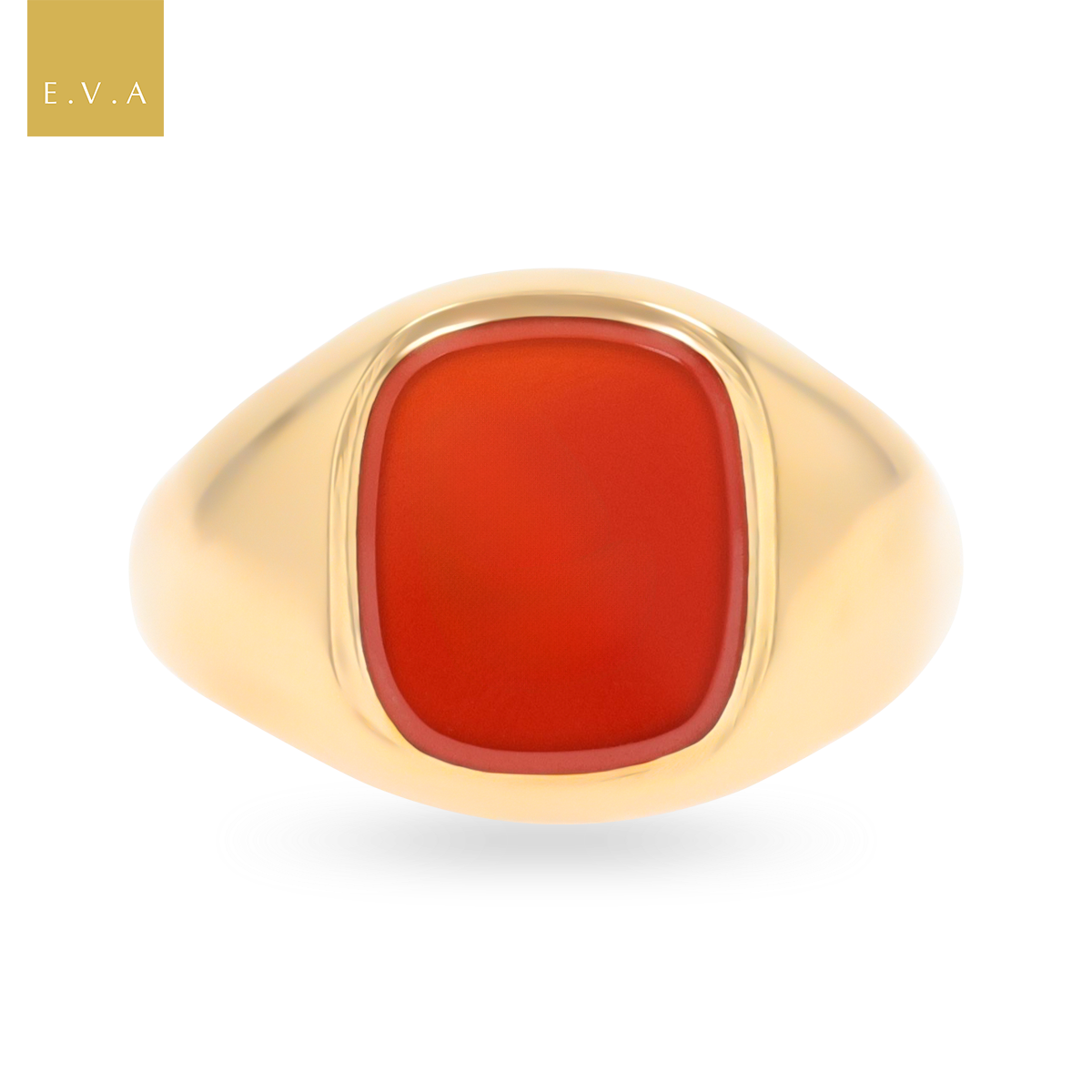 9ct Yellow Gold Cushion Shaped Carnelian Signet Ring