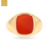 9ct Yellow Gold Cushion Shaped Carnelian Signet Ring