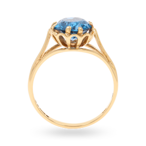 9ct Yellow Gold Synthetic Blue Spinel Lotus Ring