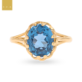 9ct Yellow Gold Synthetic Blue Spinel Lotus Ring