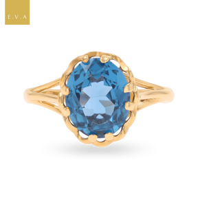 9ct Yellow Gold Synthetic Blue Spinel Lotus Ring