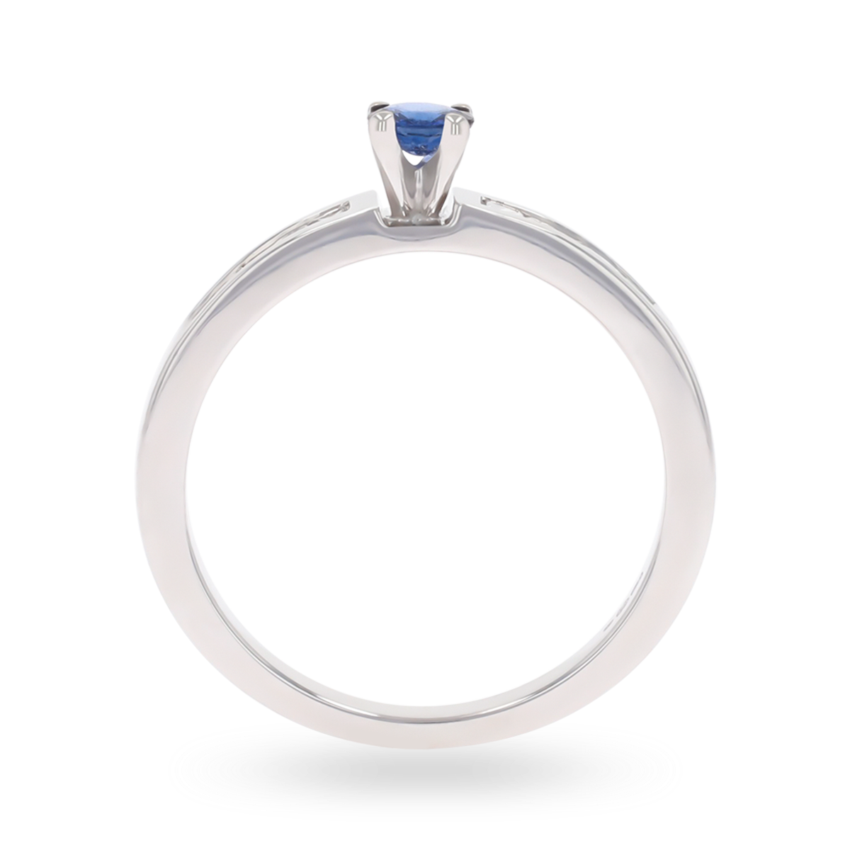 18ct White Gold Sapphire & Princess Cut Diamond Set Shoulders Solitaire Ring