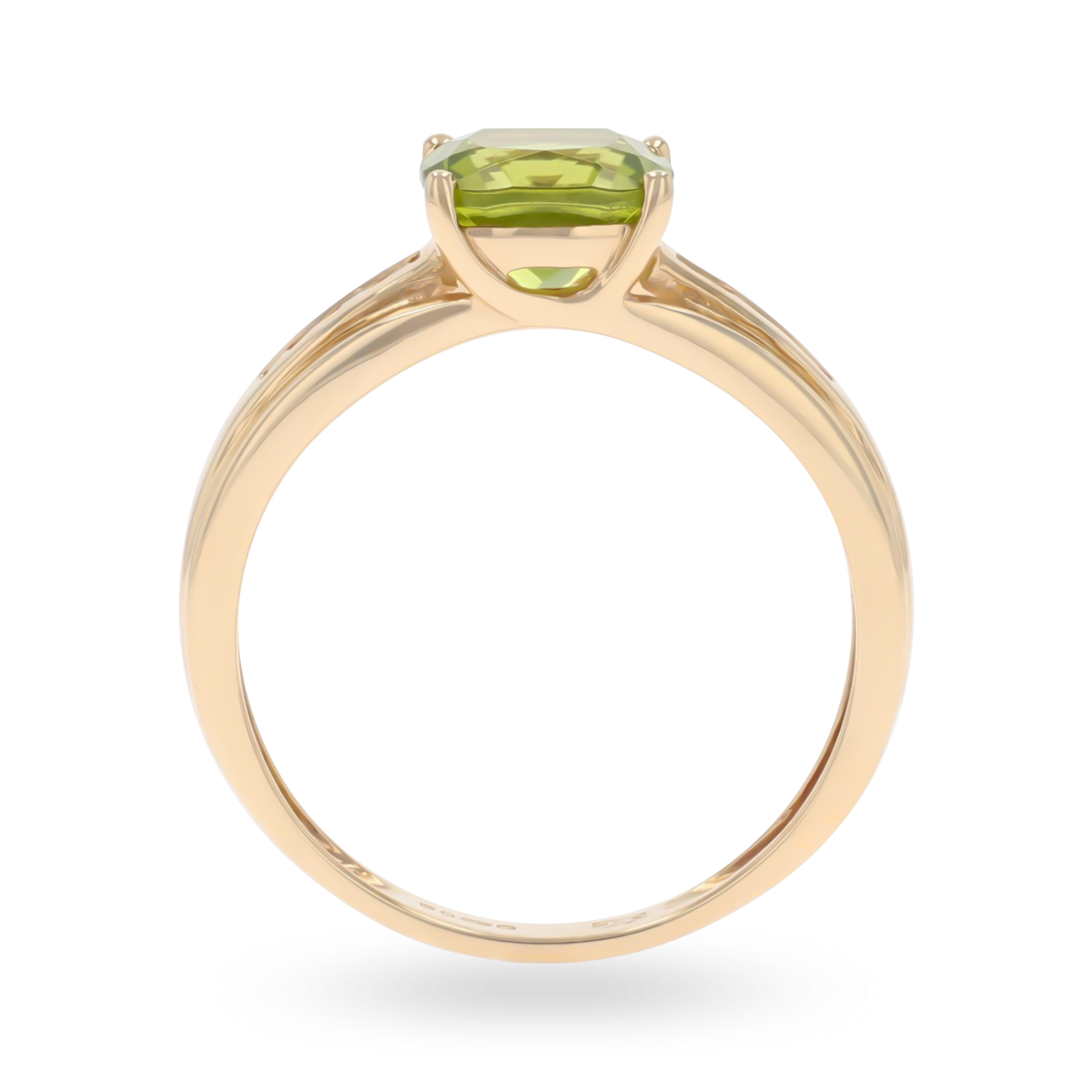 9ct Yellow Gold Cushion Cut Peridot & Diamond Ring