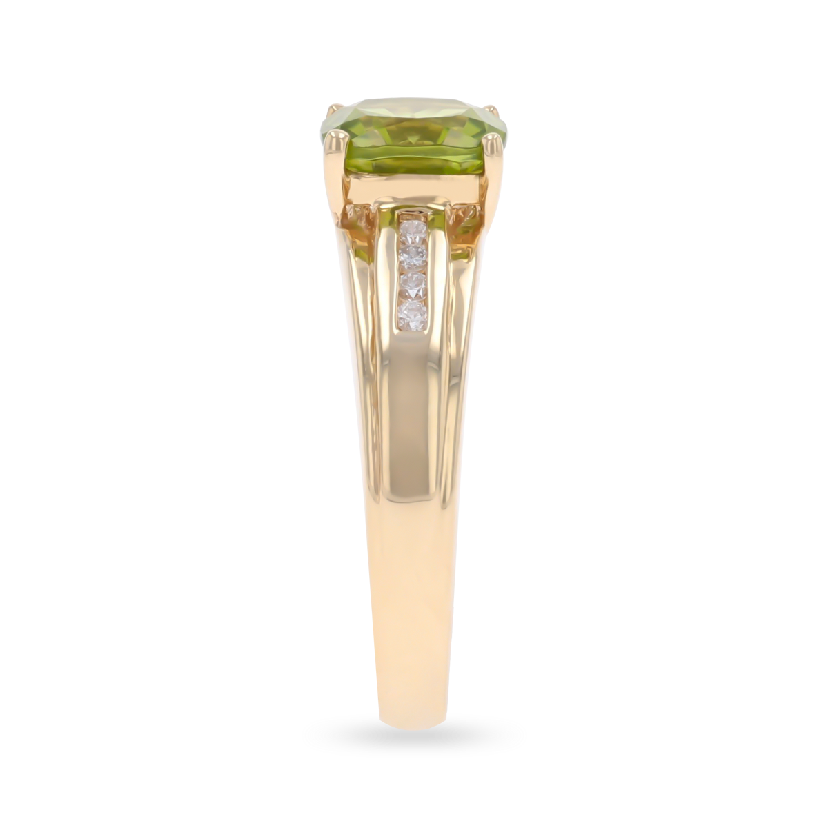 9ct Yellow Gold Cushion Cut Peridot & Diamond Ring