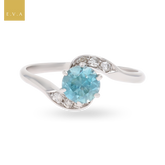 Un-hallmarked Platinum Blue Zircon & Diamond Twist Ring