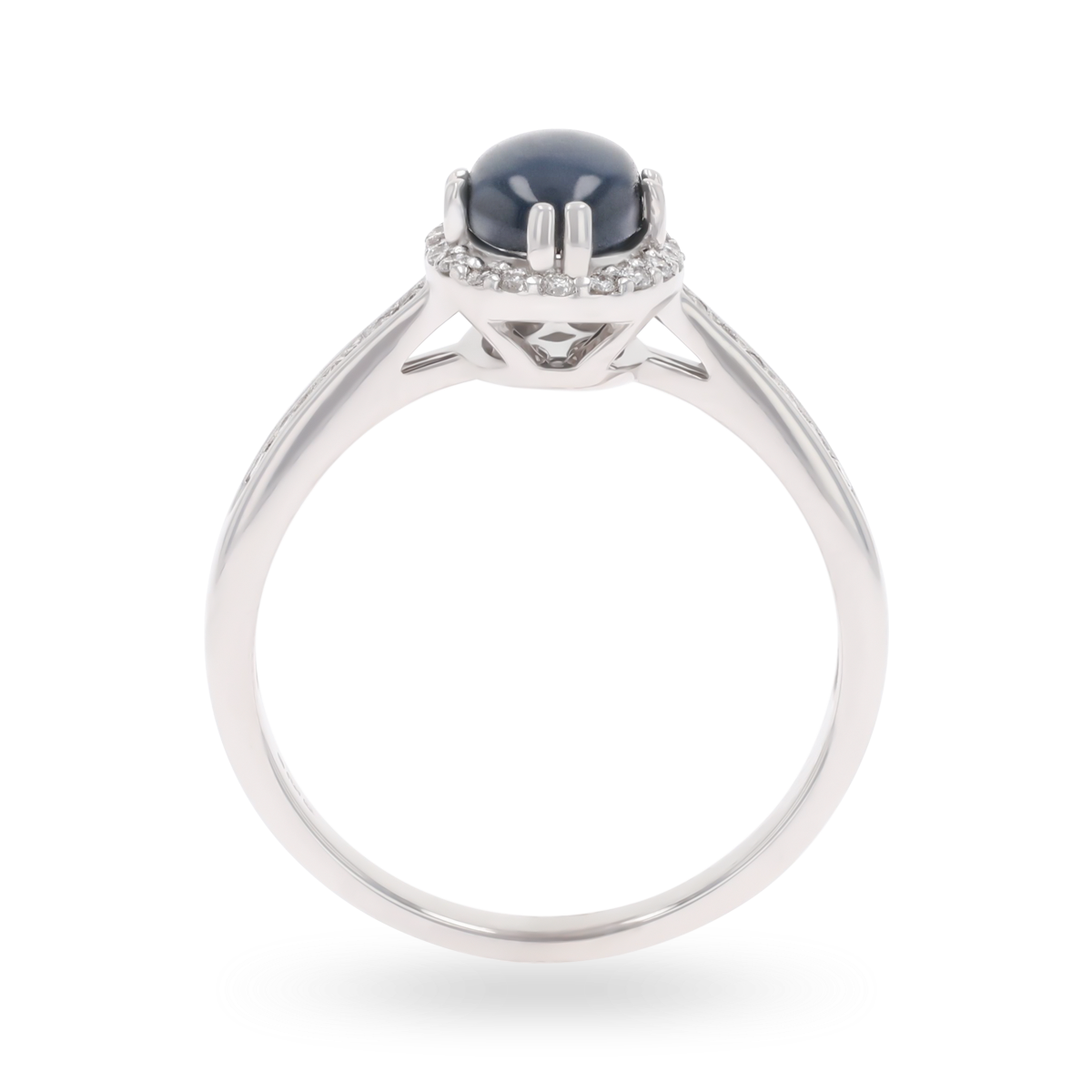 9ct White Gold Star Sapphire & Diamond Halo Ring