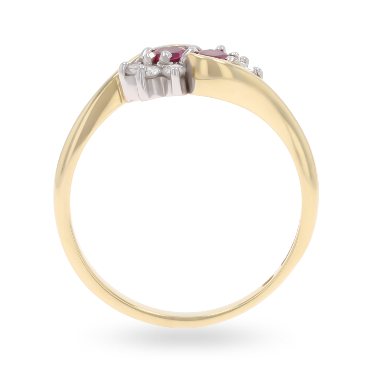18ct Yellow Gold Ruby & Diamond Toi et Moi Cluster Ring