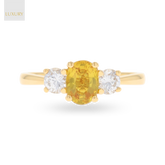 18ct Yellow Gold Oval Shaped Yellow Sapphire & Diamond Trilogy Ring