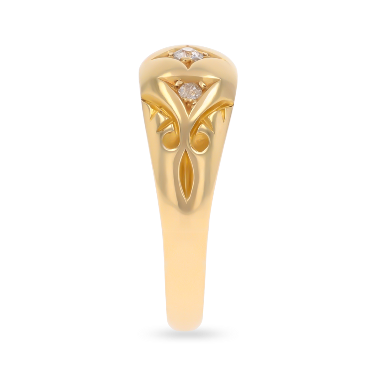 18ct Yellow Gold Old Mine Cut Diamond Trilogy Edwardian Ring