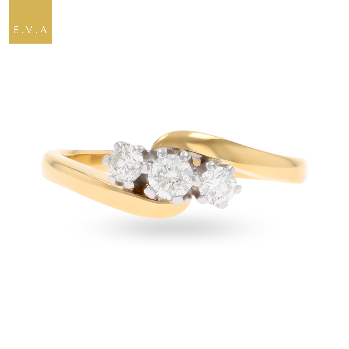 18ct Yellow Gold 0.33ctw Diamond Trilogy Twist Ring