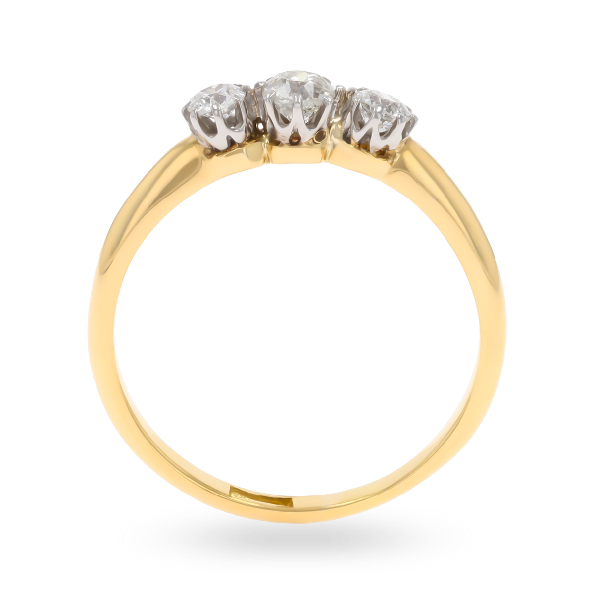 Un-hallmarked 18ct Yellow Gold Old Cut Diamond Trilogy Ring