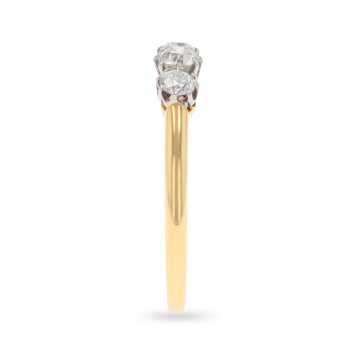 Un-hallmarked 18ct Yellow Gold Old Cut Diamond Trilogy Ring