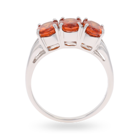 9ct White Gold Spessartine Garnet Trilogy Ring