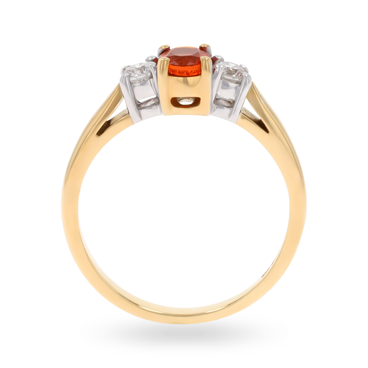 9ct Yellow Gold Fire Opal & Diamond Trilogy Ring