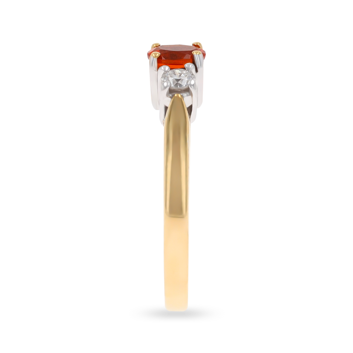 9ct Yellow Gold Fire Opal & Diamond Trilogy Ring