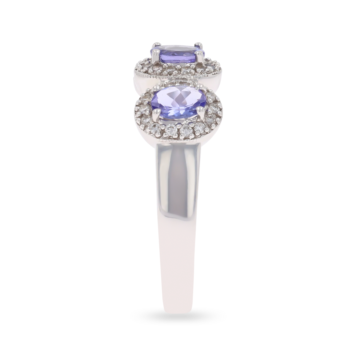 18ct White Gold Tanzanite & Diamond Triple Cluster Ring