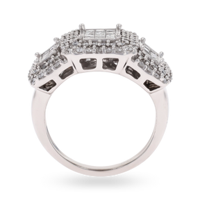 18ct White Gold Octagonal Shaped 1.00ctw Diamond Trilogy Cluster Ring