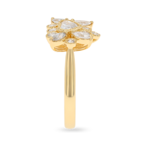 18ct Yellow Gold Heart, Marquise & Round Cut Diamond Cluster 1.24ctw Ring