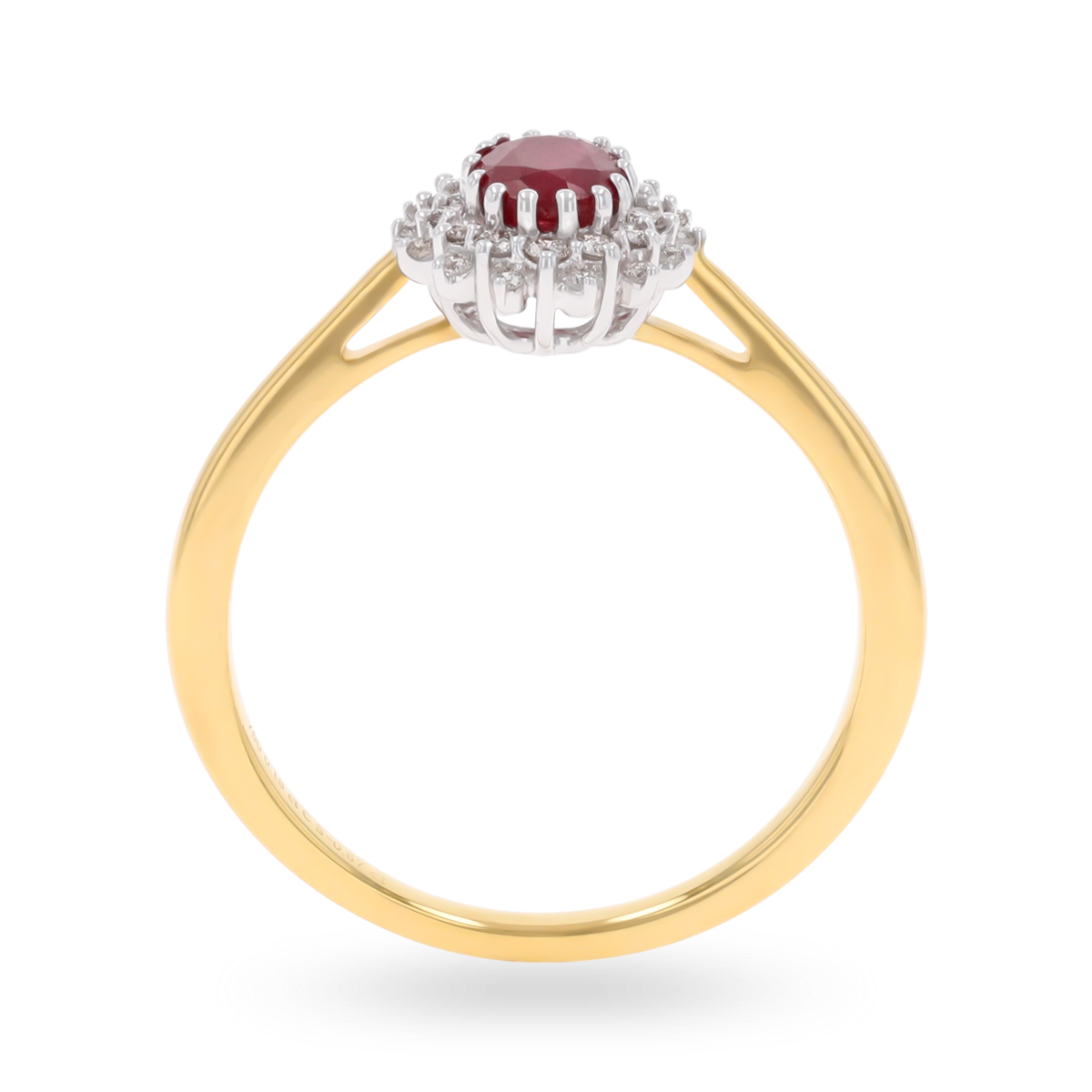 18ct Yellow Gold Oval Shaped Ruby & Diamond Cluster Ring