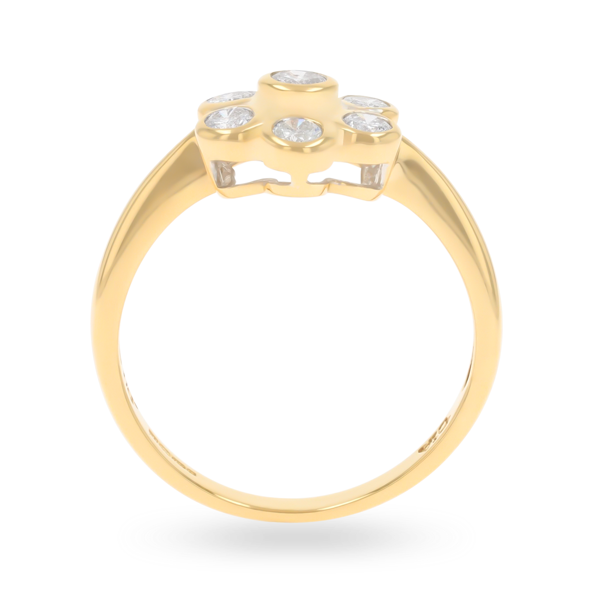 18ct Yellow Gold Diamond Bezel Set Flower Cluster Ring