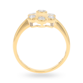 18ct Yellow Gold Diamond Bezel Set Flower Cluster Ring