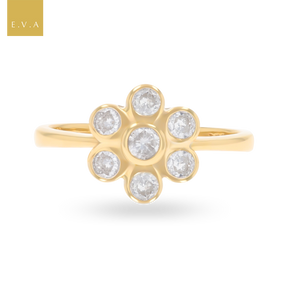 18ct Yellow Gold Diamond Bezel Set Flower Cluster Ring