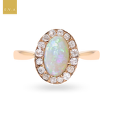 18ct Yellow Gold Opal & Old Cut Diamond Cluster Ring