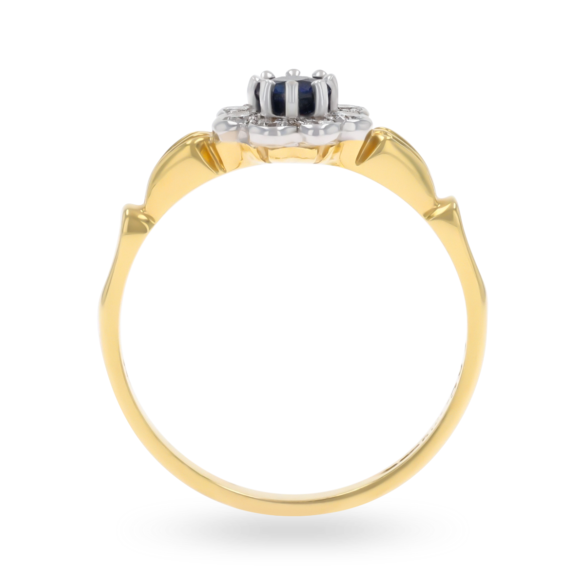 18ct Yellow Gold Sapphire & Diamond Flower Cluster Ring