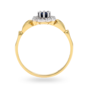 18ct Yellow Gold Sapphire & Diamond Flower Cluster Ring