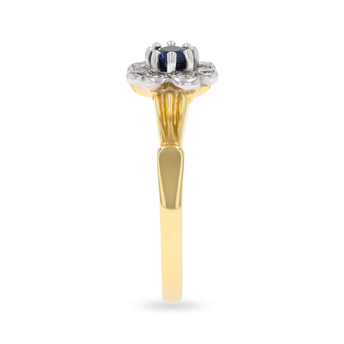 18ct Yellow Gold Sapphire & Diamond Flower Cluster Ring