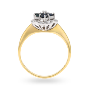 18ct Yellow Gold Sapphire & Diamond Quatrefoil Cluster Ring