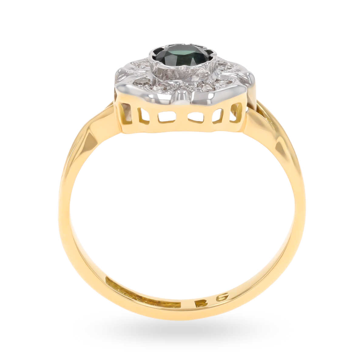 Un-hallmarked 18ct Gold Sapphire & Diamond Rose Cluster Ring