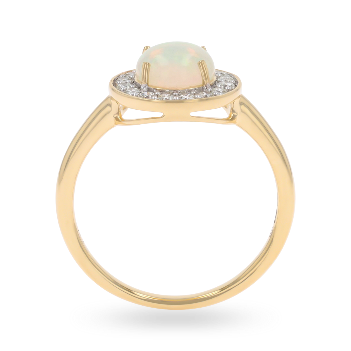 18ct Yellow Gold Round Opal & Diamond Cluster Ring 