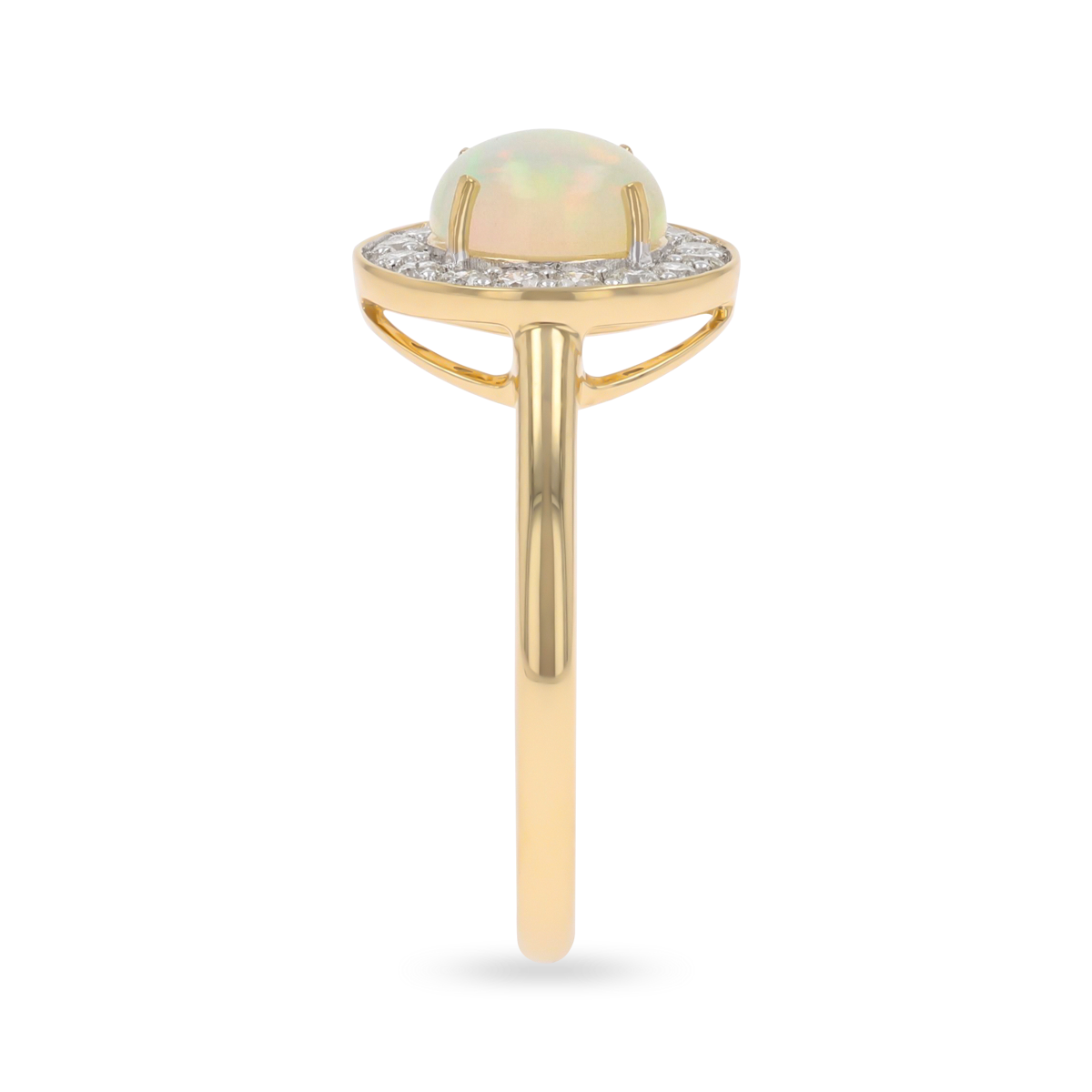 18ct Yellow Gold Round Opal & Diamond Cluster Ring 