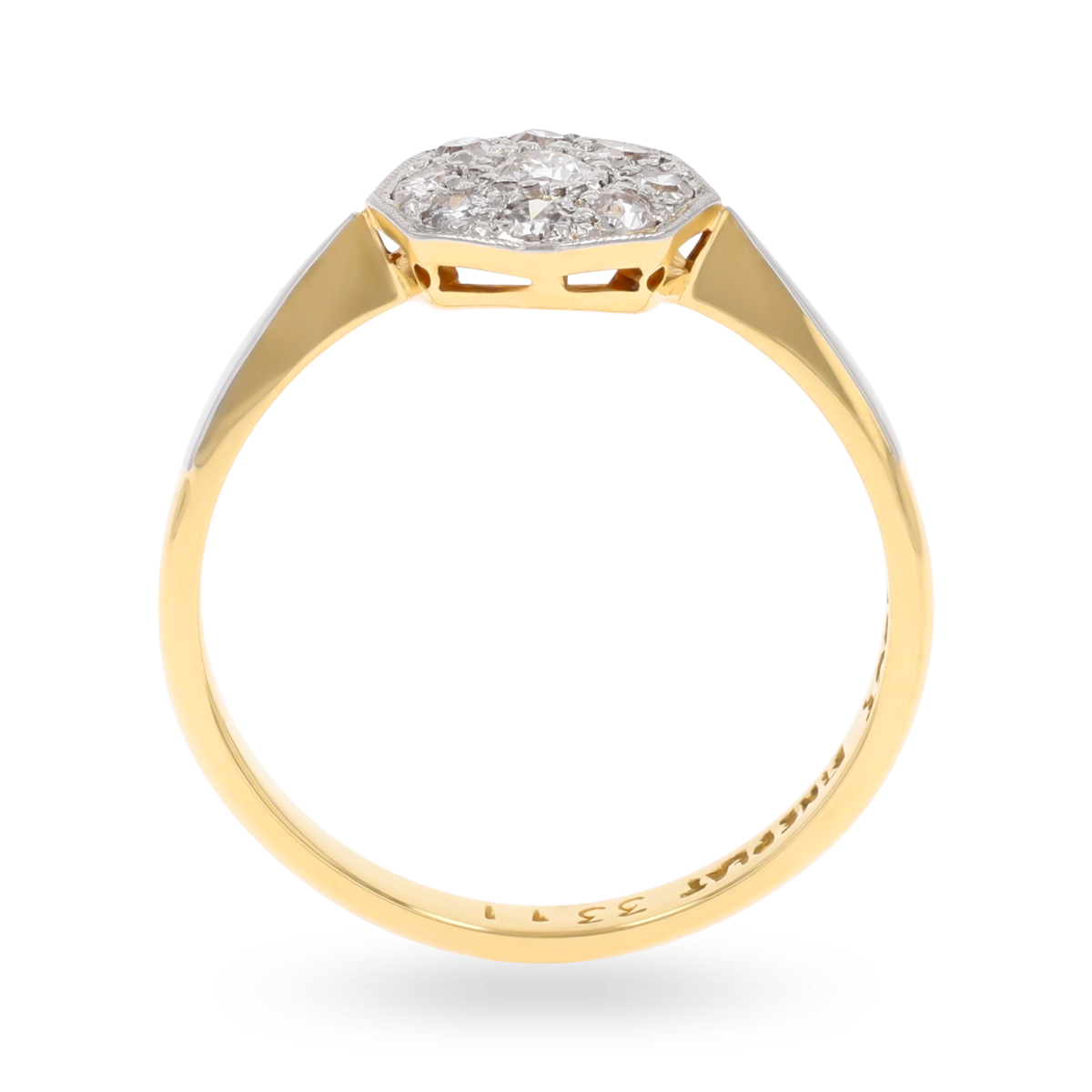 18ct Yellow Gold & Platinum Octagonal Shaped Diamond Cluster Ring