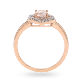 9ct Rose Gold Morganite & Diamond Cluster Ring