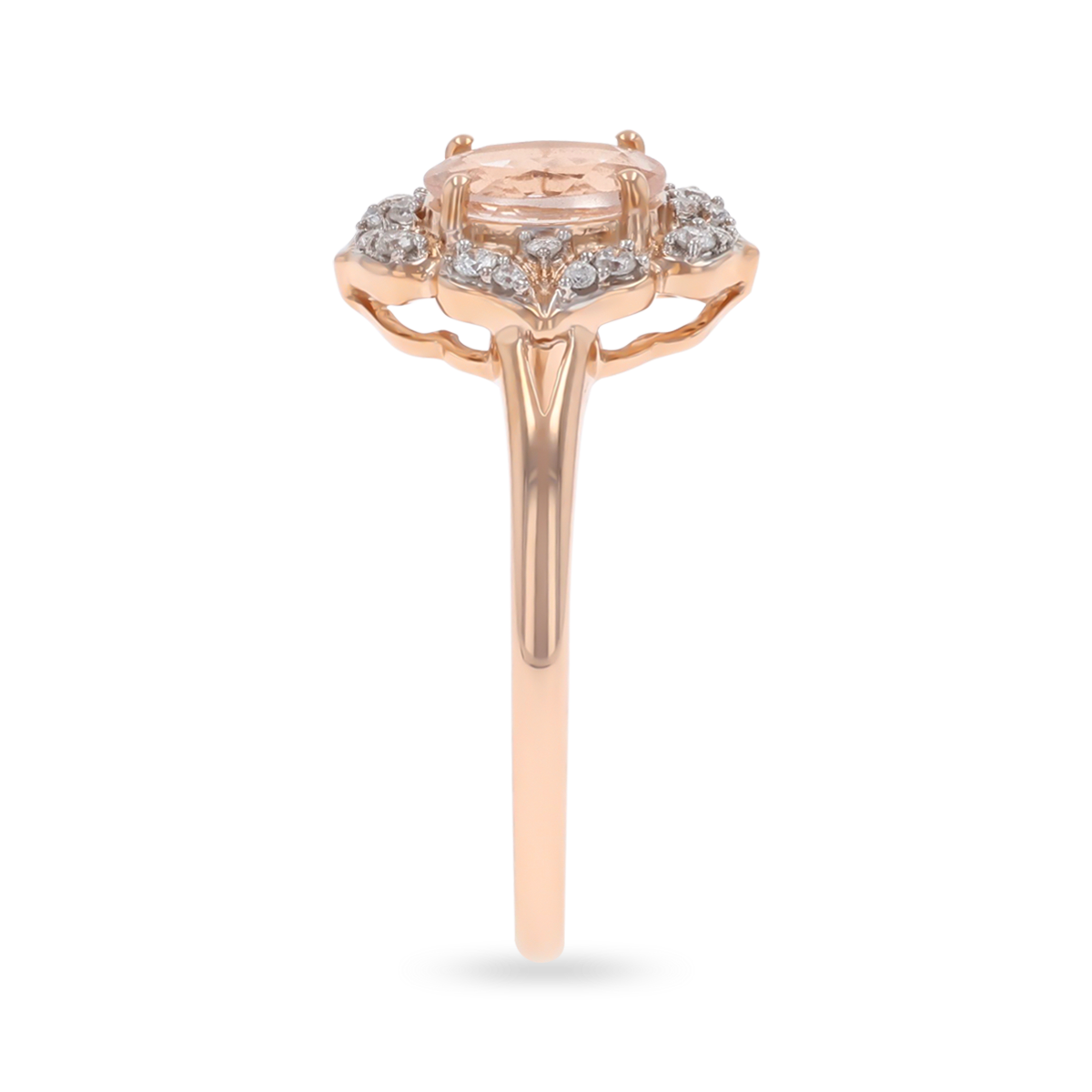 9ct Rose Gold Morganite & Diamond Cluster Ring