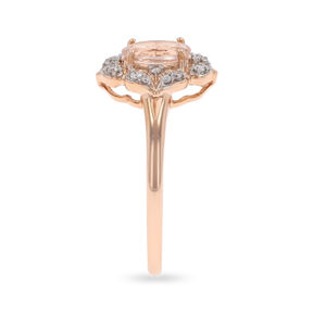 9ct Rose Gold Morganite & Diamond Cluster Ring