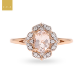 9ct Rose Gold Morganite & Diamond Cluster Ring