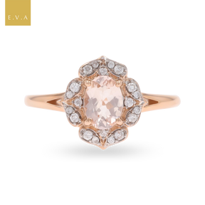 9ct Rose Gold Morganite & Diamond Cluster Ring