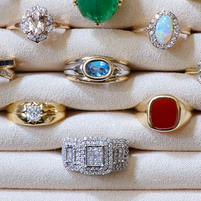 A selection of gemstone rings.